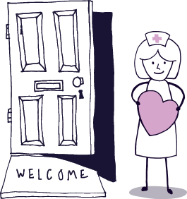 Nurse welcoming with heart