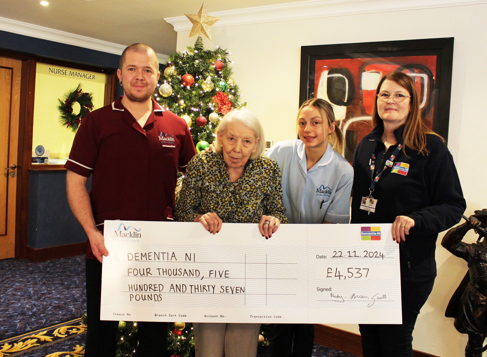 Staff and Resident from Parkmanor Oaks with Dementia NI Representative