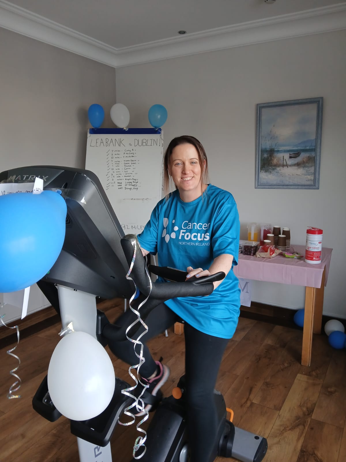 Deputy Manager Brona on the Bike cycling to raise money for charity!
