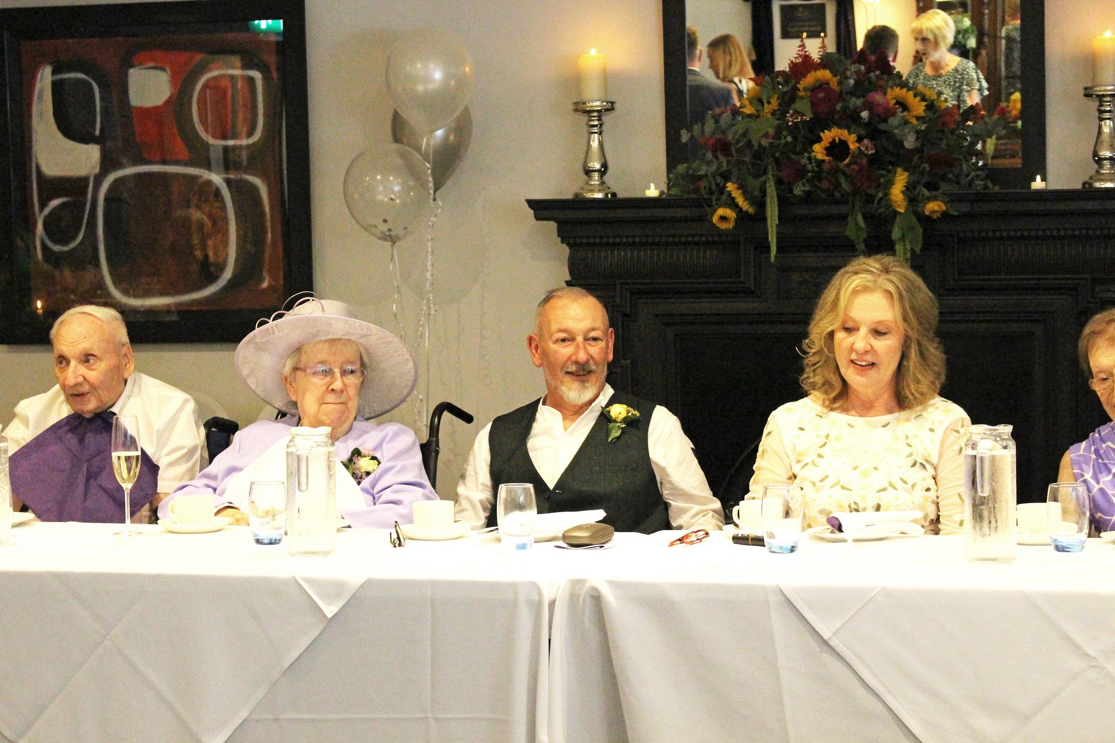 William & Iris Ebbage (Residents) with their son Michael Ebbage (Groom) and his new wife Sandra during the wedding reception at Parkmanor.